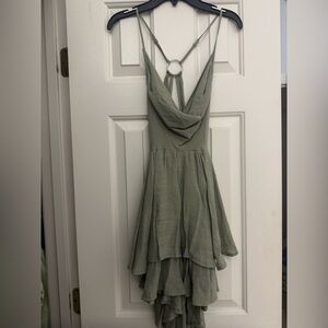 Princess Polly Sage Green High-Low Cowl Neck Dress